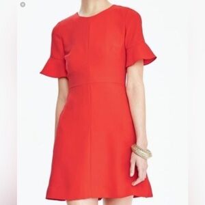 Banana Republic Red Flared Sleeve Dress